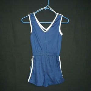 80s short jumpsuit blue. Sleeve less